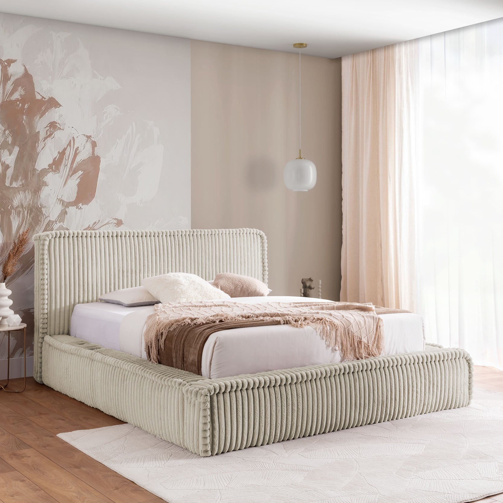 by fonQ Ruffle Bedframe - 200 x 200 cm - Beige