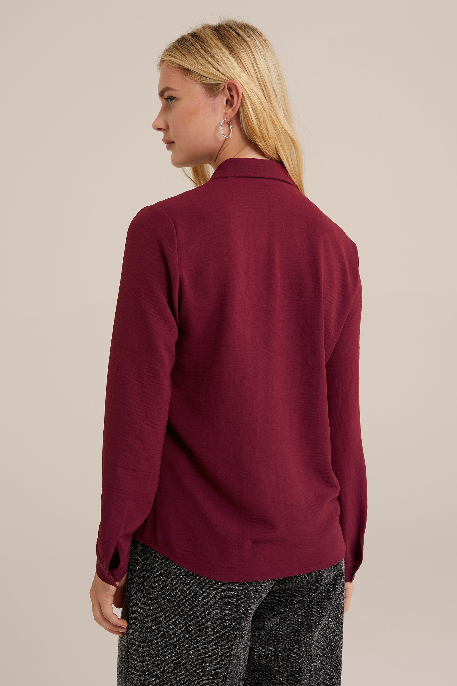 blouse met fijne structuur WE Fashion Donkerrood