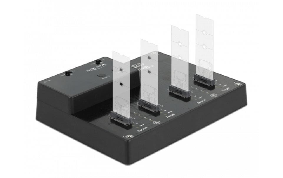 USB-C - 4x M.2 NVMe<br>Dockingstation für vier M.2-NVMe/PCIe-SSDs mit Klonfunktion