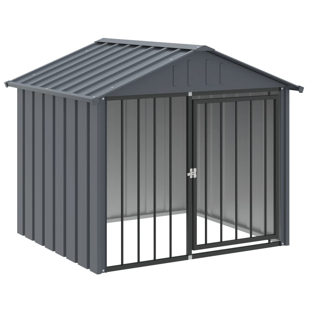 Canil vidaXL com cobertura, aço galvanizado, preto, 117x103x102 cm