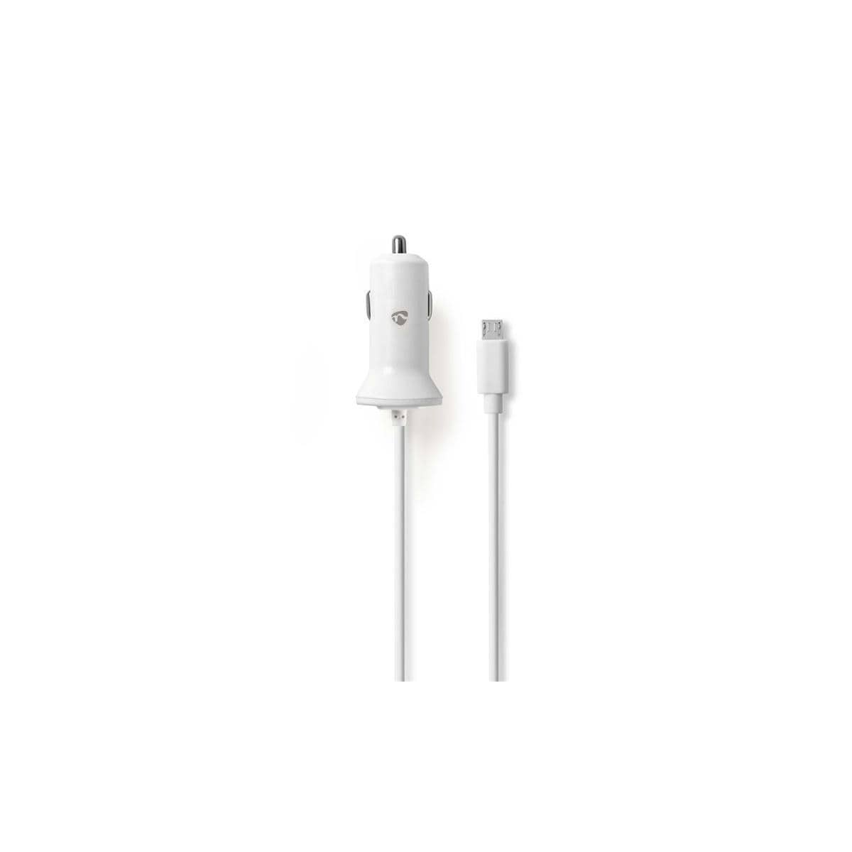 Billader | 2,4 A | Fast kabel | Mikro-USB | Hvit