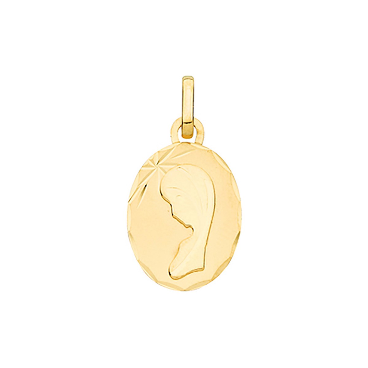 Médaille ovale Brillaxis vierge or jaune 9 carats