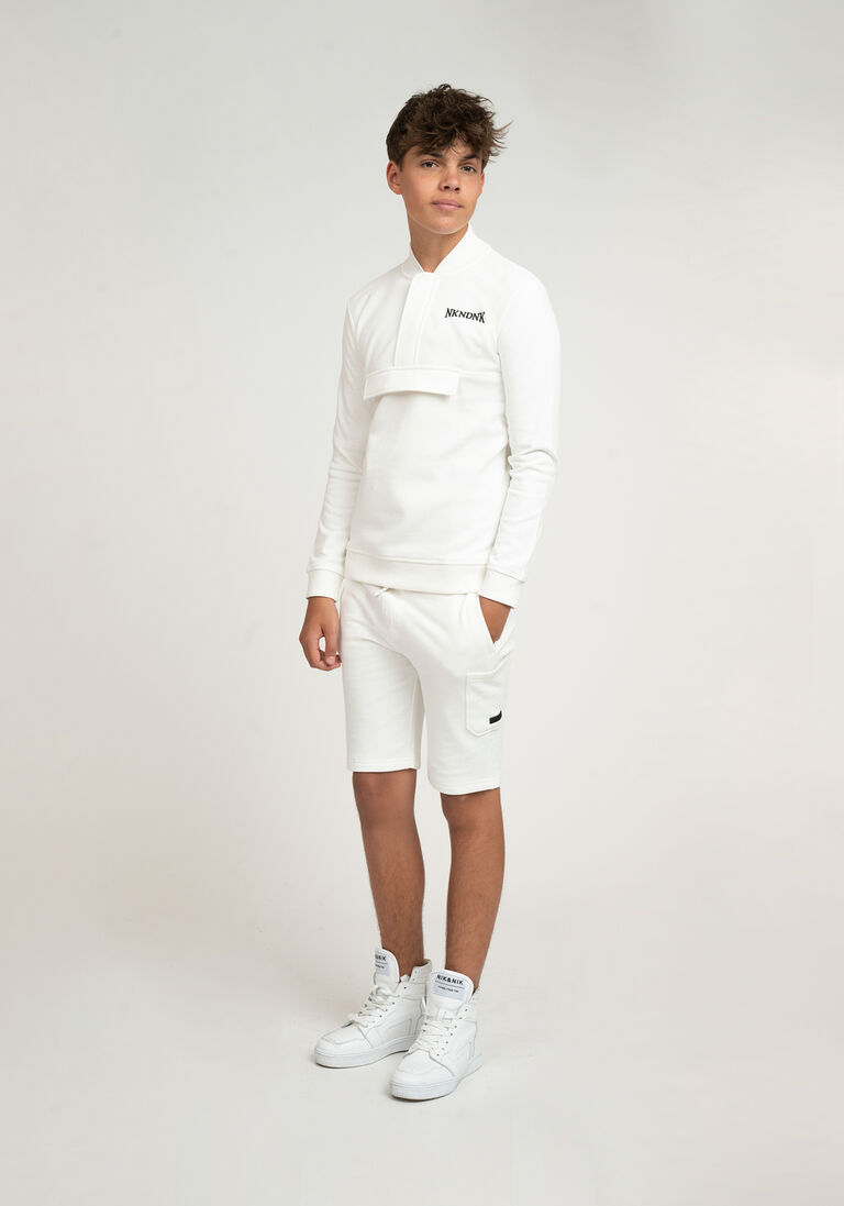 NIK & NIK witte nik & nik korte broek rubber badge sweat shorts