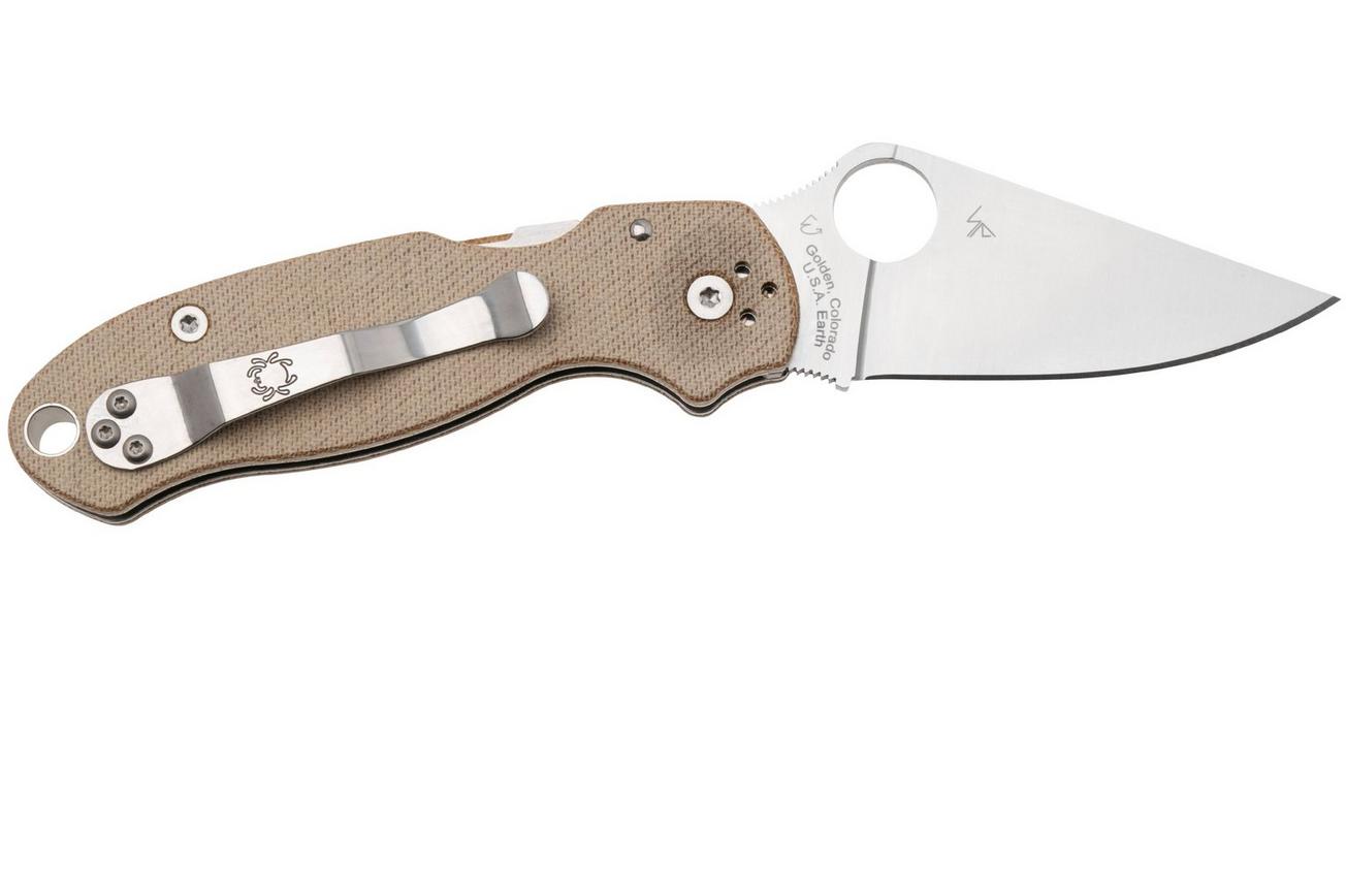 Spyderco Para 3 CPM Cru-Wear C223MPCW Brown Canvas Micarta, zakmes