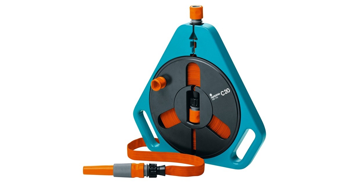 GARDENAClassic roll-fix, platte slang in cassette slanghaspel  (Turquoise/oranje, 757-20, 20 m)