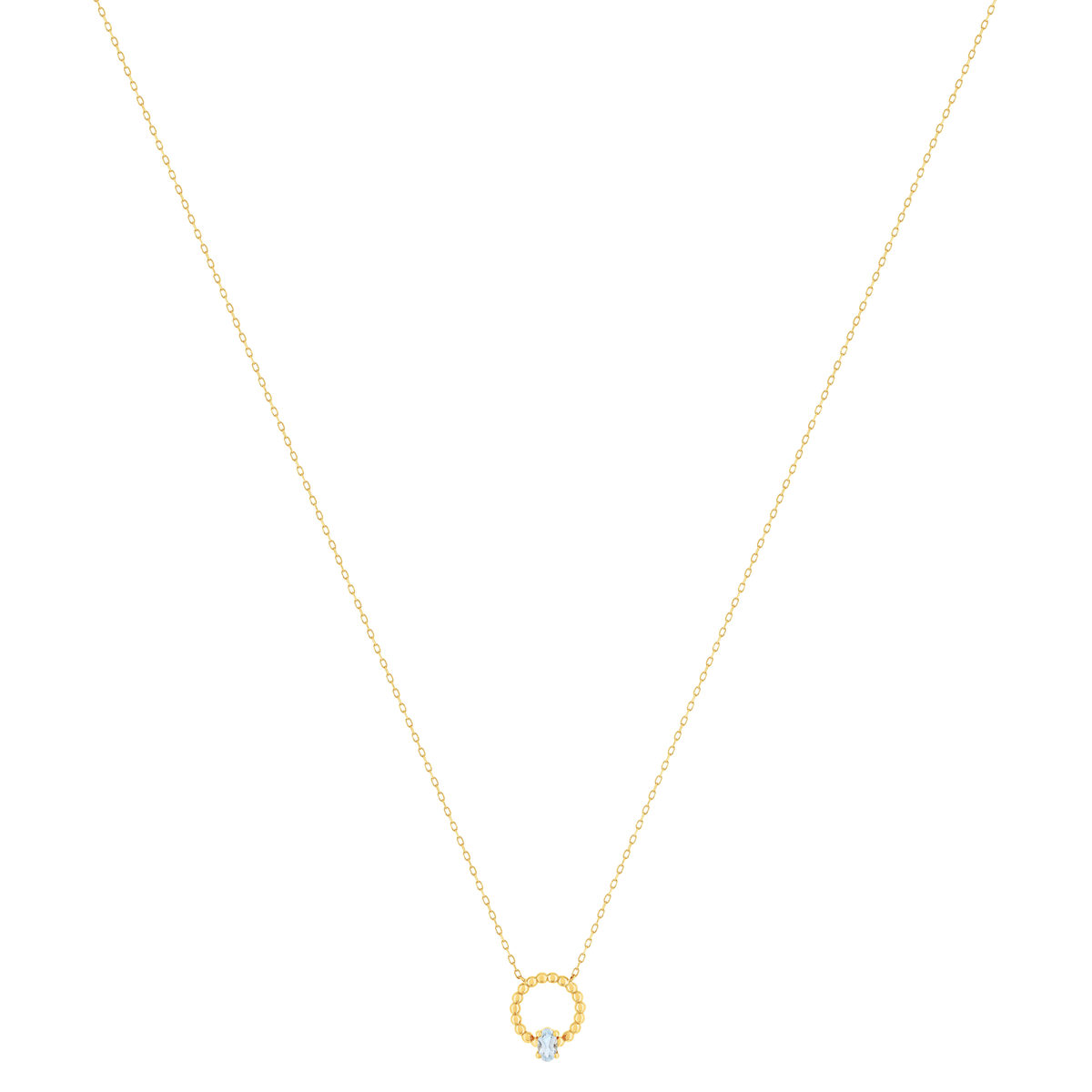 Collier or 375 jaune topaze bleue 43cm