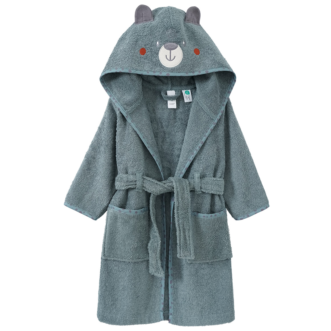 Topomini Baby Bademantel mit Bären-Applikation blaugrau