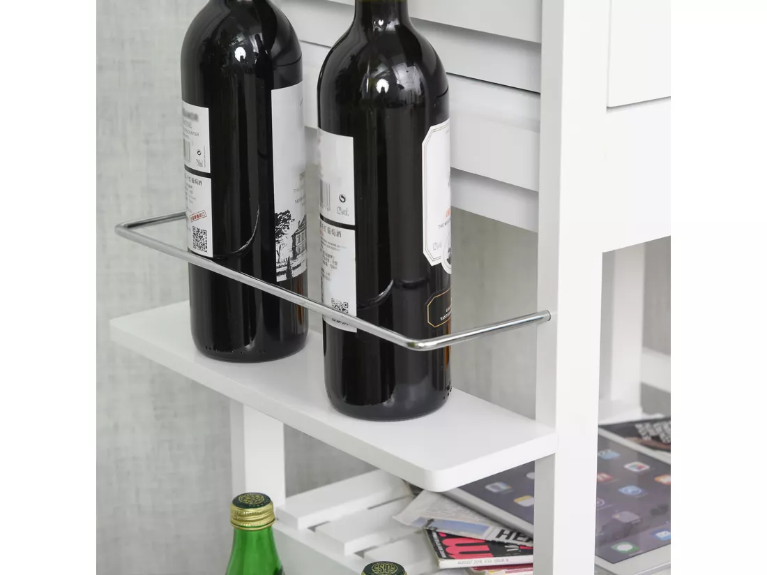 Chariot de service desserte de cuisine à roulettes multi-rangements 92L x 37l x 82H cm MDF imitation chêne clair pin blanc