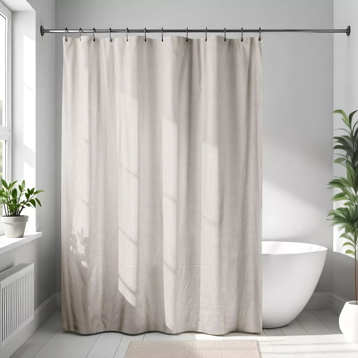 Rideau de douche en microfibre (180 x 200 cm) Gauffré Beige