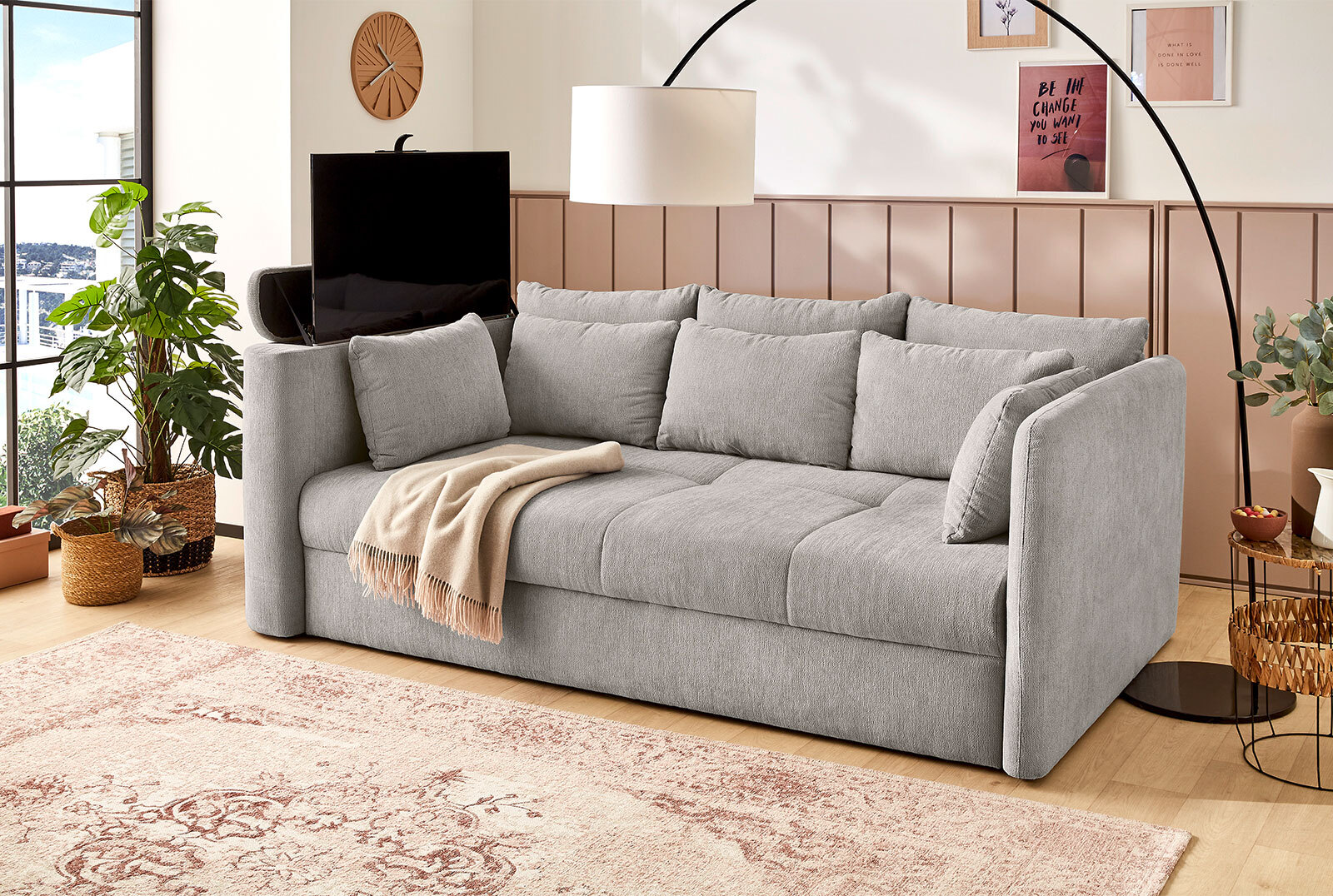 Schlafsofa Streamer Grau 239x136 cm Liegefläche 120x198 cm