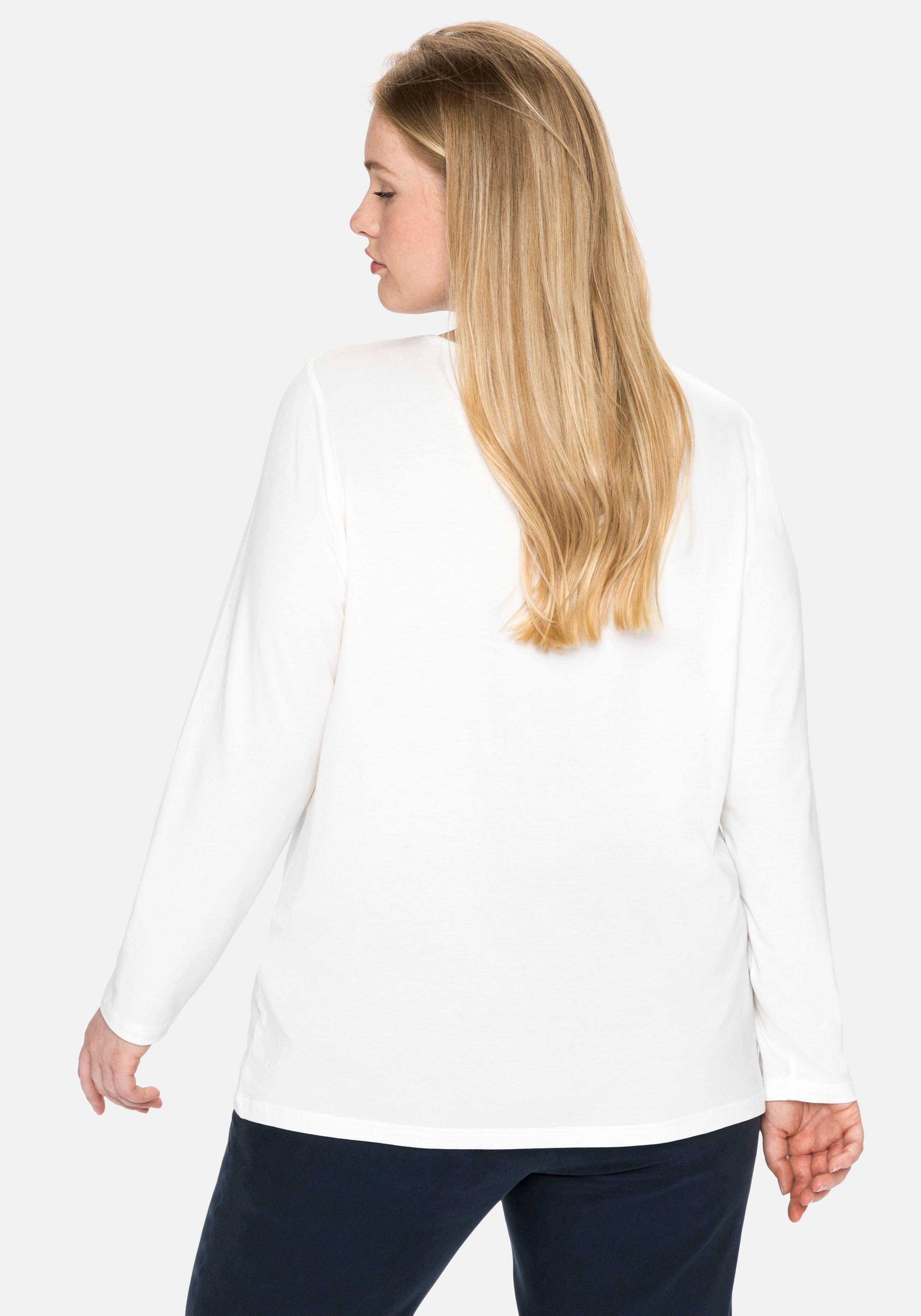 Langarmshirt mit Cut-out und Zierschnalle