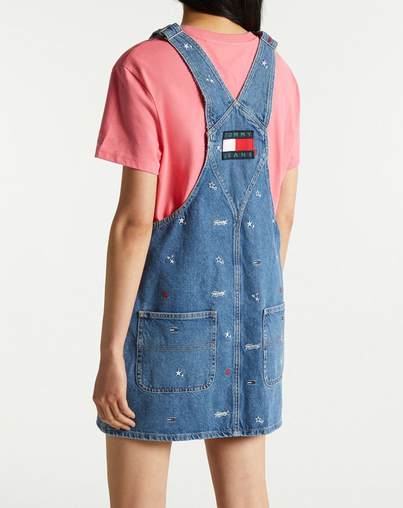 Tommy Jeans Robe salopette en Coton recyclé denim Logo bleu