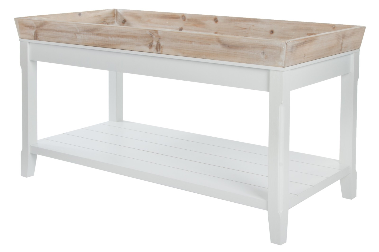 Beistelltisch - weiß - abnehmbares Tablett - 100 cm breit