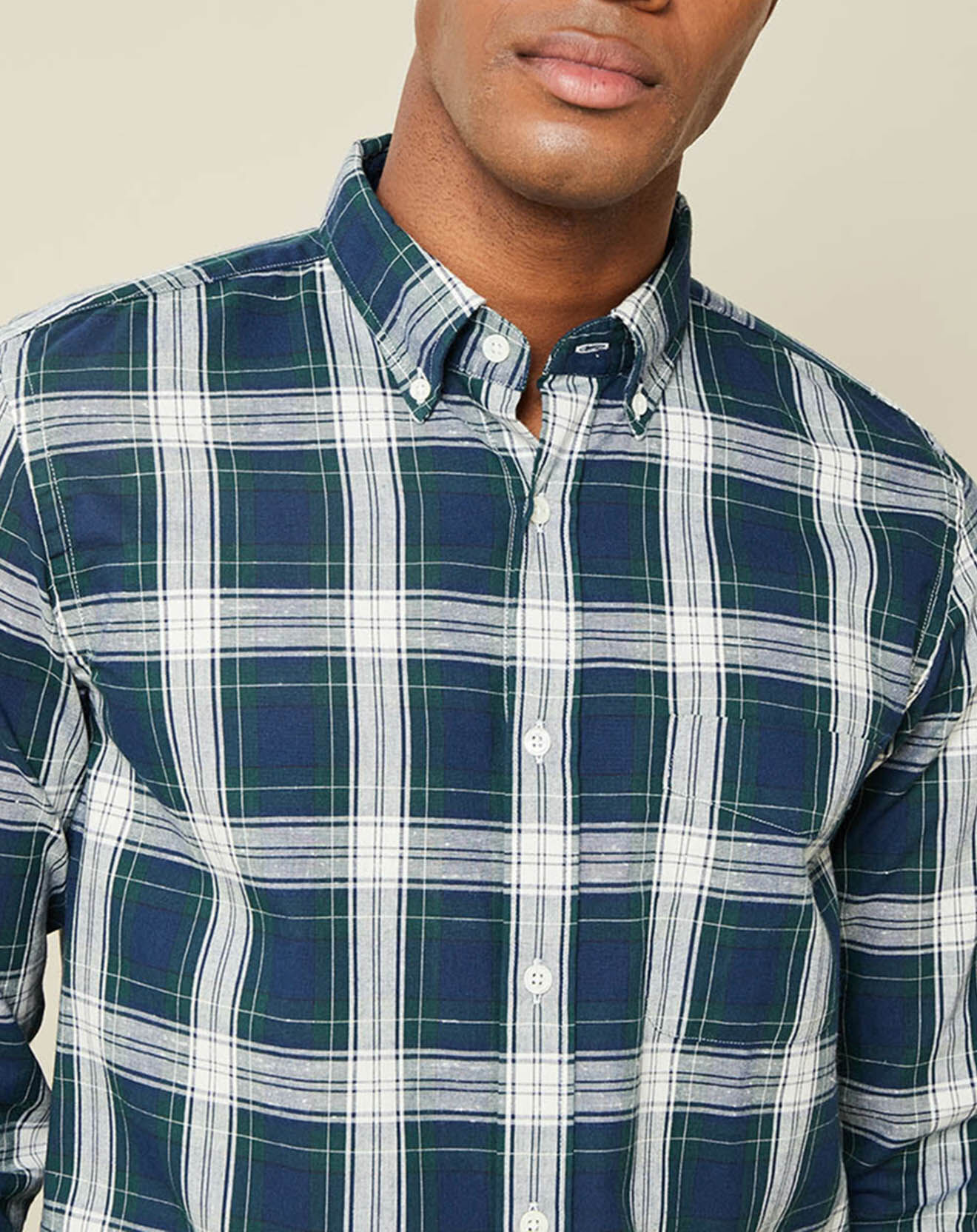 Hartford Chemise Slim Side carreaux marine/vert/craie