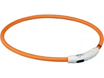 TRIXIE Halsbånd - LED - Nylon - Orange - M-L - 450 mm - Lyshalsbånd - 12704
