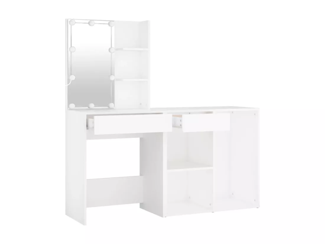 Coiffeuse à LED avec armoire Blanc Bois d'ingénierie