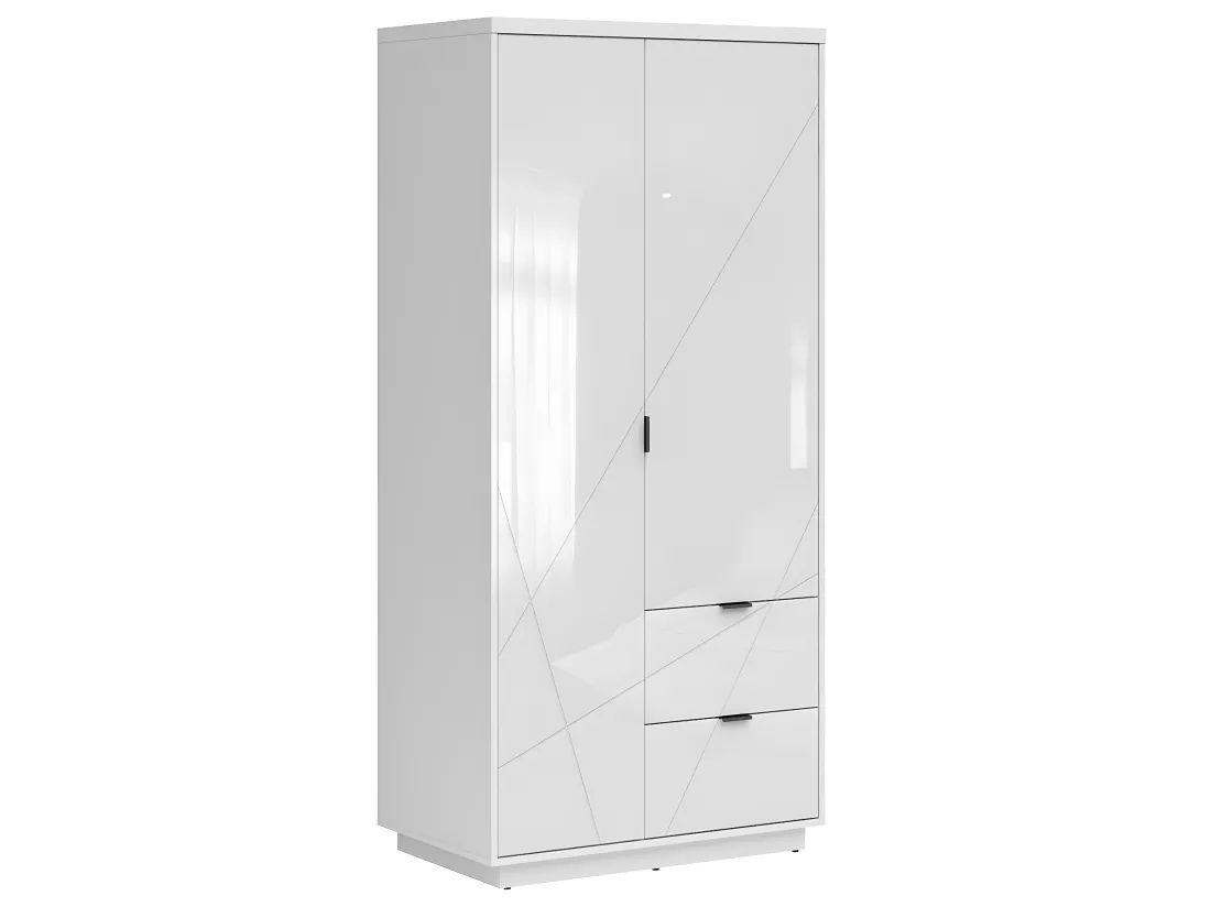 Armoire 2 portes 2 tiroirs Sven Blanc