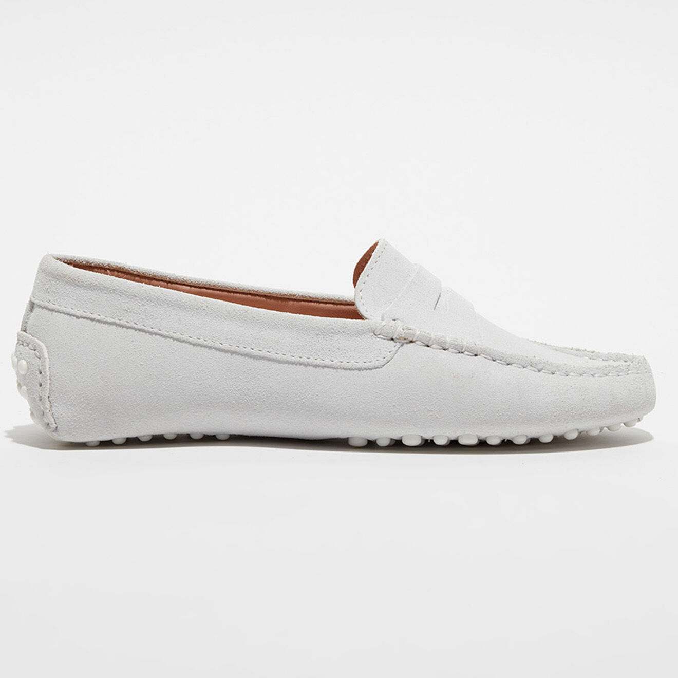 Loafers Mocassins en Velours de Cuir Jade blancs