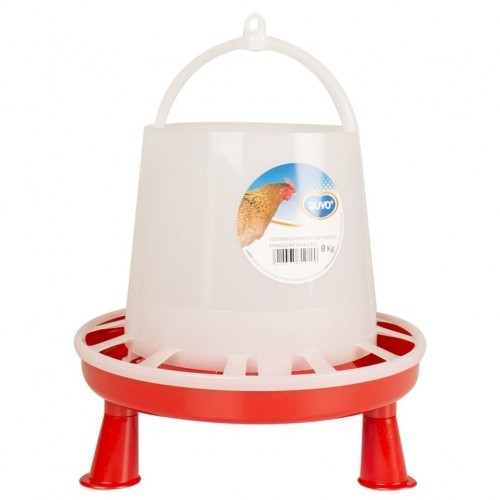 Comedouro vermelho para pássaros com pés