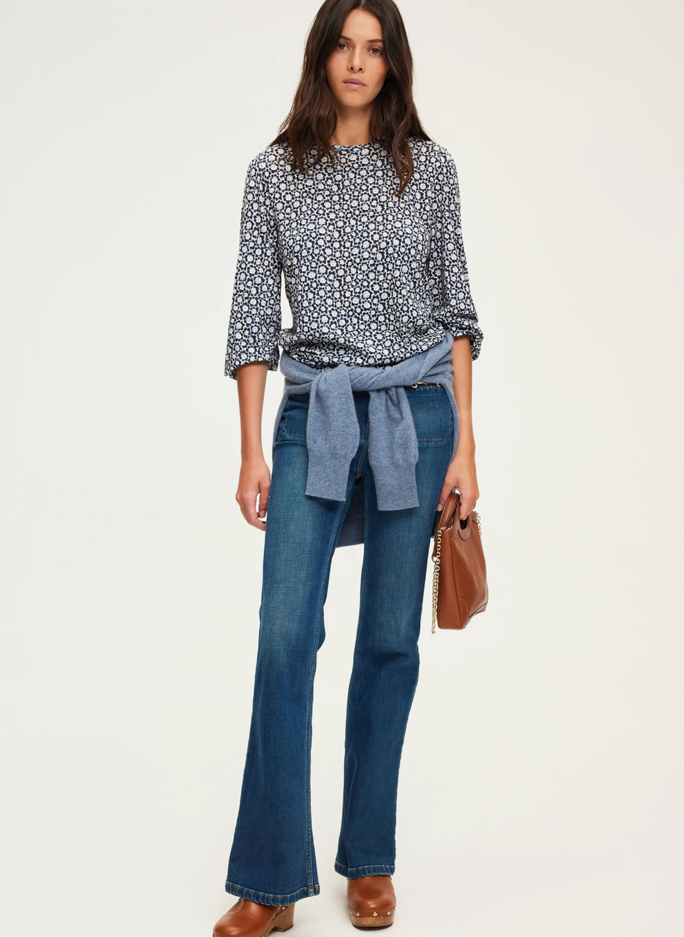 ALEXANDRA - Tee-shirt manches longues en coton mélangé | Bleu