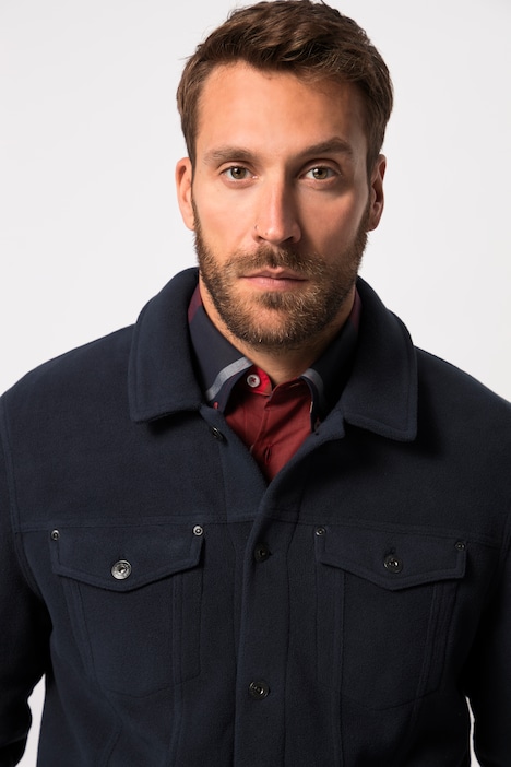Fleecejacke, Truckerstyle, Knopfleiste, Brusttaschen, bis 8 XL