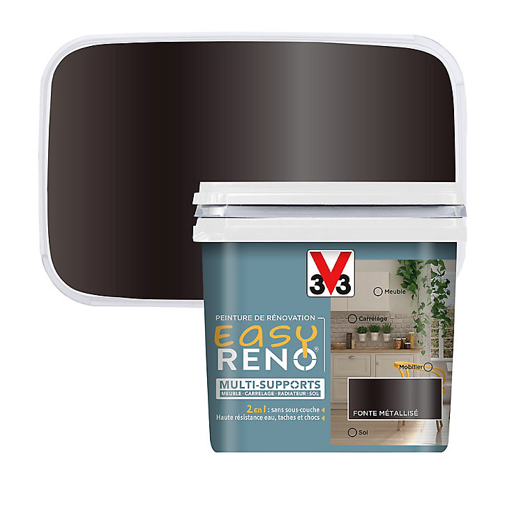 Peinture de rénovation multi-supports V33 Easy Reno fonte métallisé 0,75L