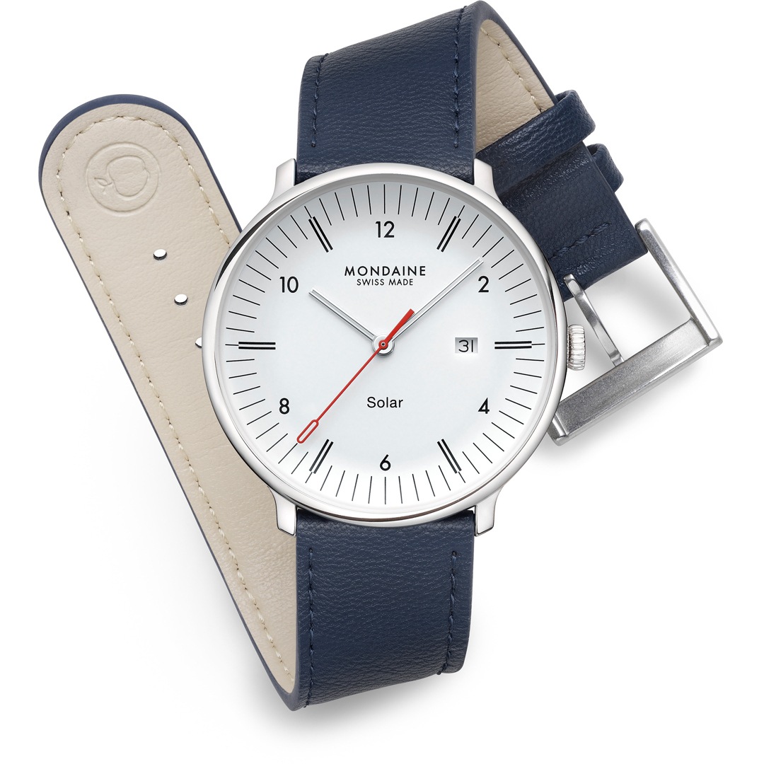 Mondaine Doppio Solar Blau / Weiss Ø 41
