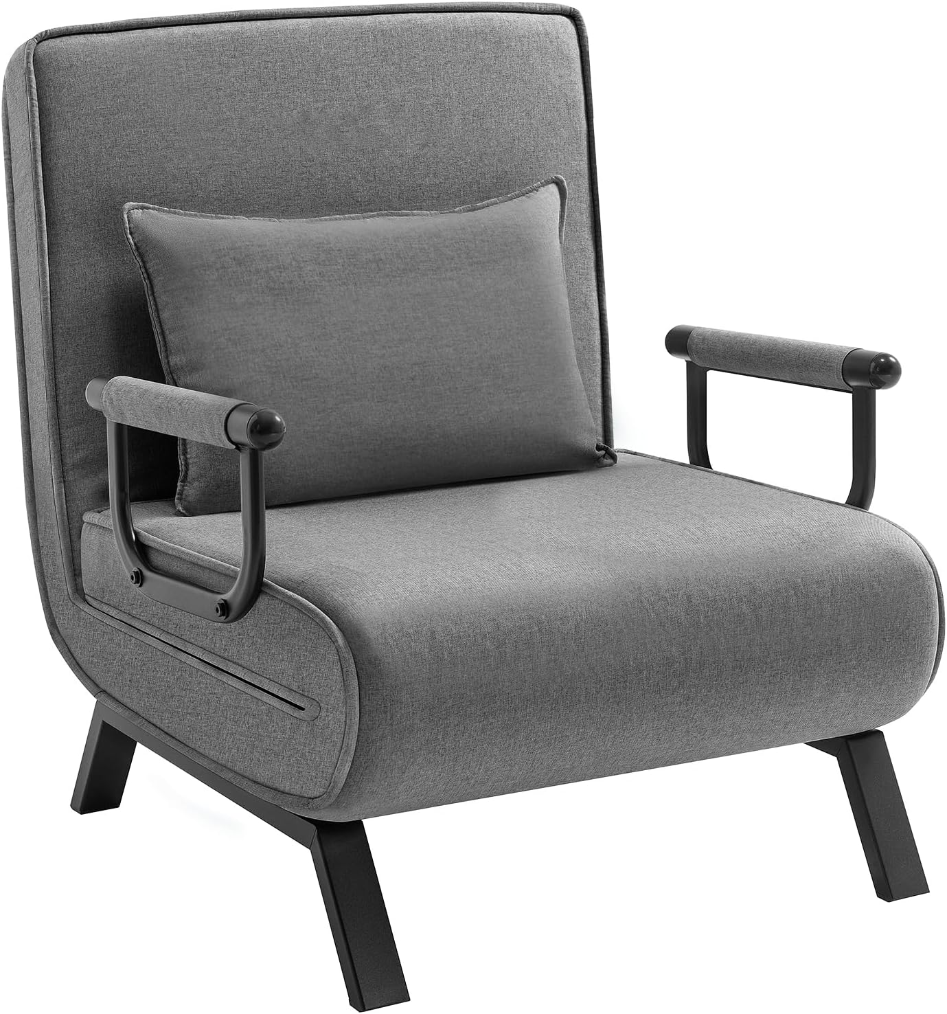 WOLTU Schlafsessel 3 in 1 mit bettfunktion, Gästebettfür, Schlafsofa mit Bettfunktion, Verstellbarer Rückenlehne, Wohnzimmer, Schlafzimmer, Balkon, Metallrahmen Leinen, 80 x 82 x 74 cm, Dunkelgrau