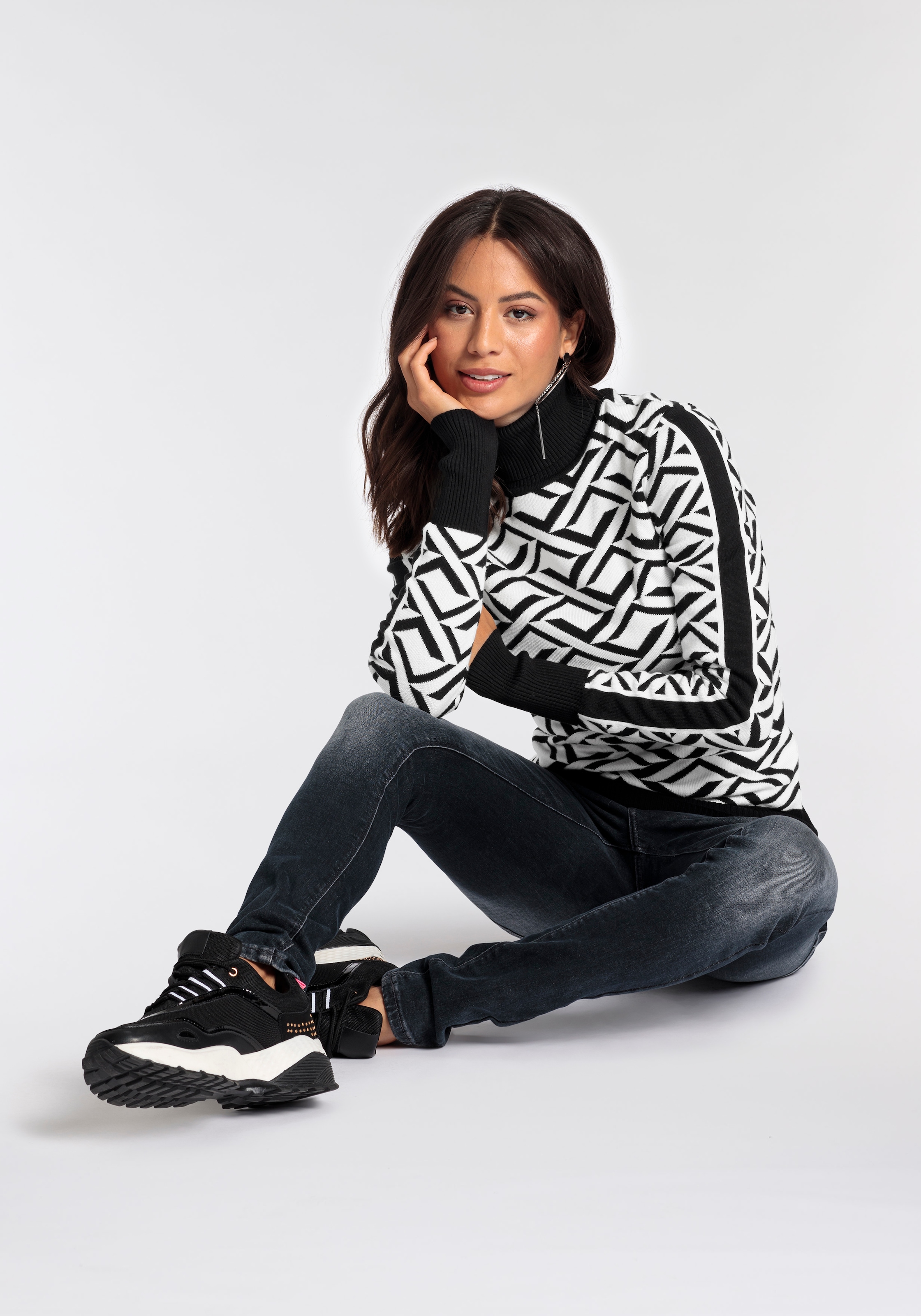 Melrose Rollkragenpullover , mit Jacquard-Muster