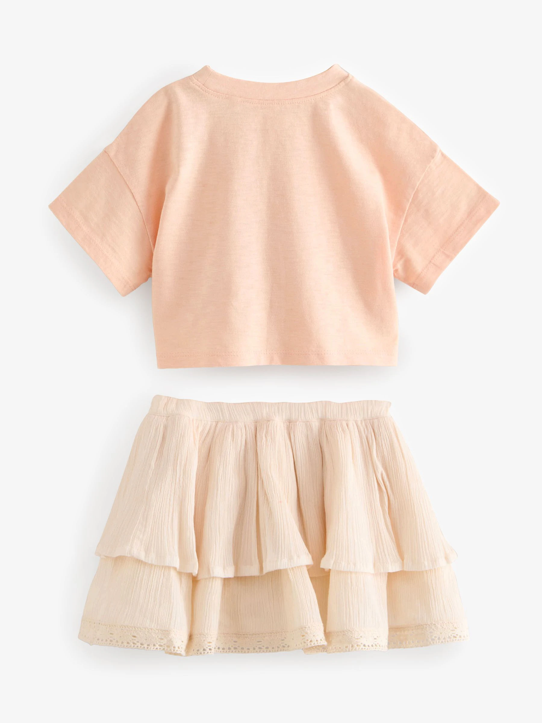 Perzikroze - Set van 100% katoenen T-shirt en rok (3mnd-7jr)