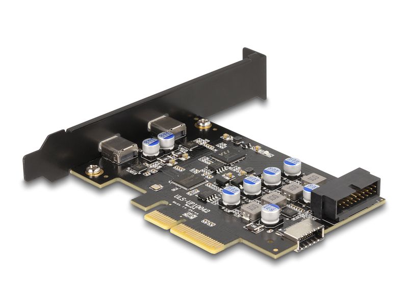 Delock PCI-Express-Karte 90345 2x USB Typ-C LP Delock PCI Express x4 Karte zu 2 x extern USB Type-C   1 x intern USB 10 Gbps Typ-E Key A und 1 x 19 Pin Pfostenstecker – Low Profile Formfaktor
