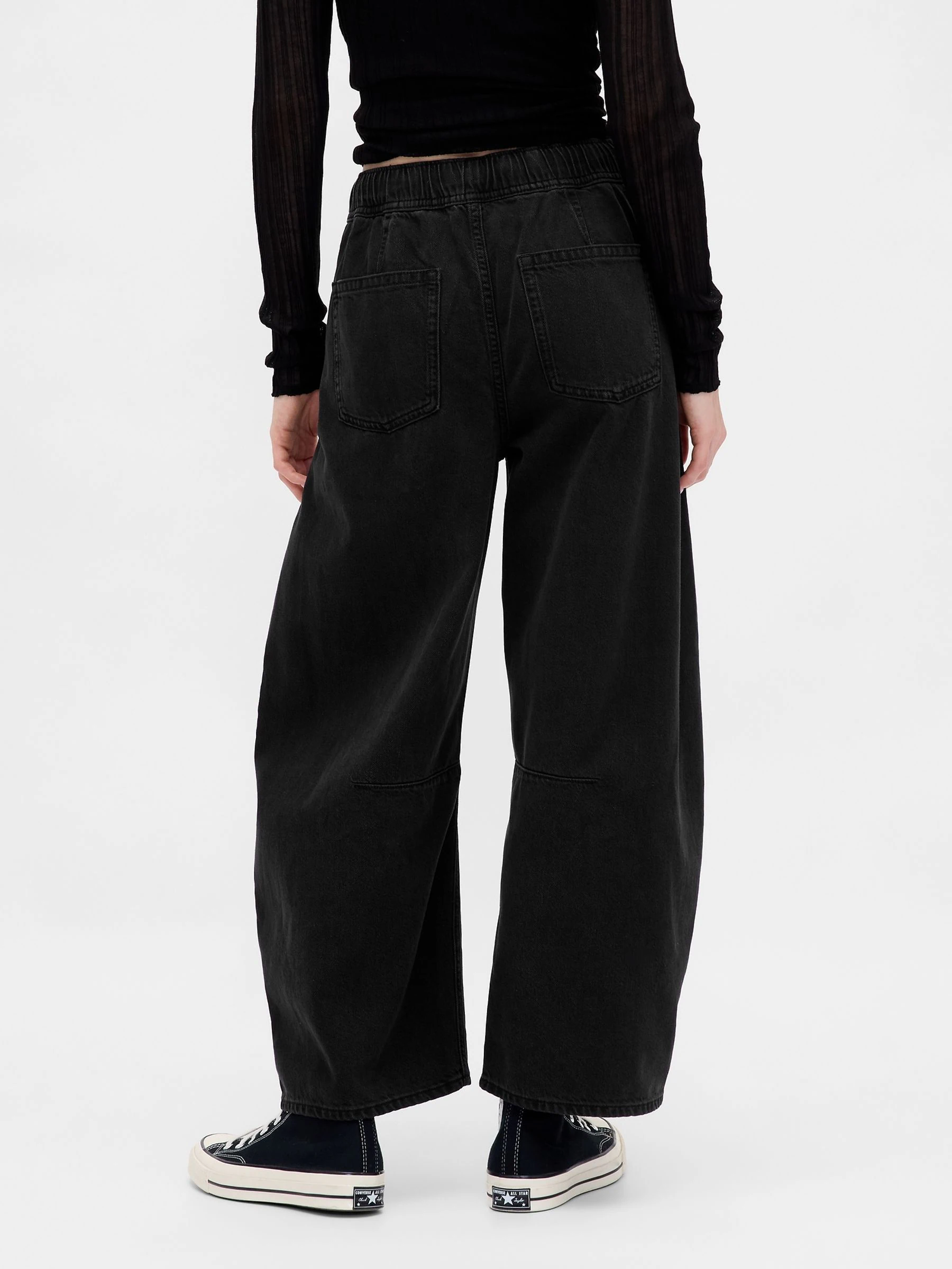 Zwart - Gap UltraSoft jeans met halfhoge taille en hoefijzervormige pijpen