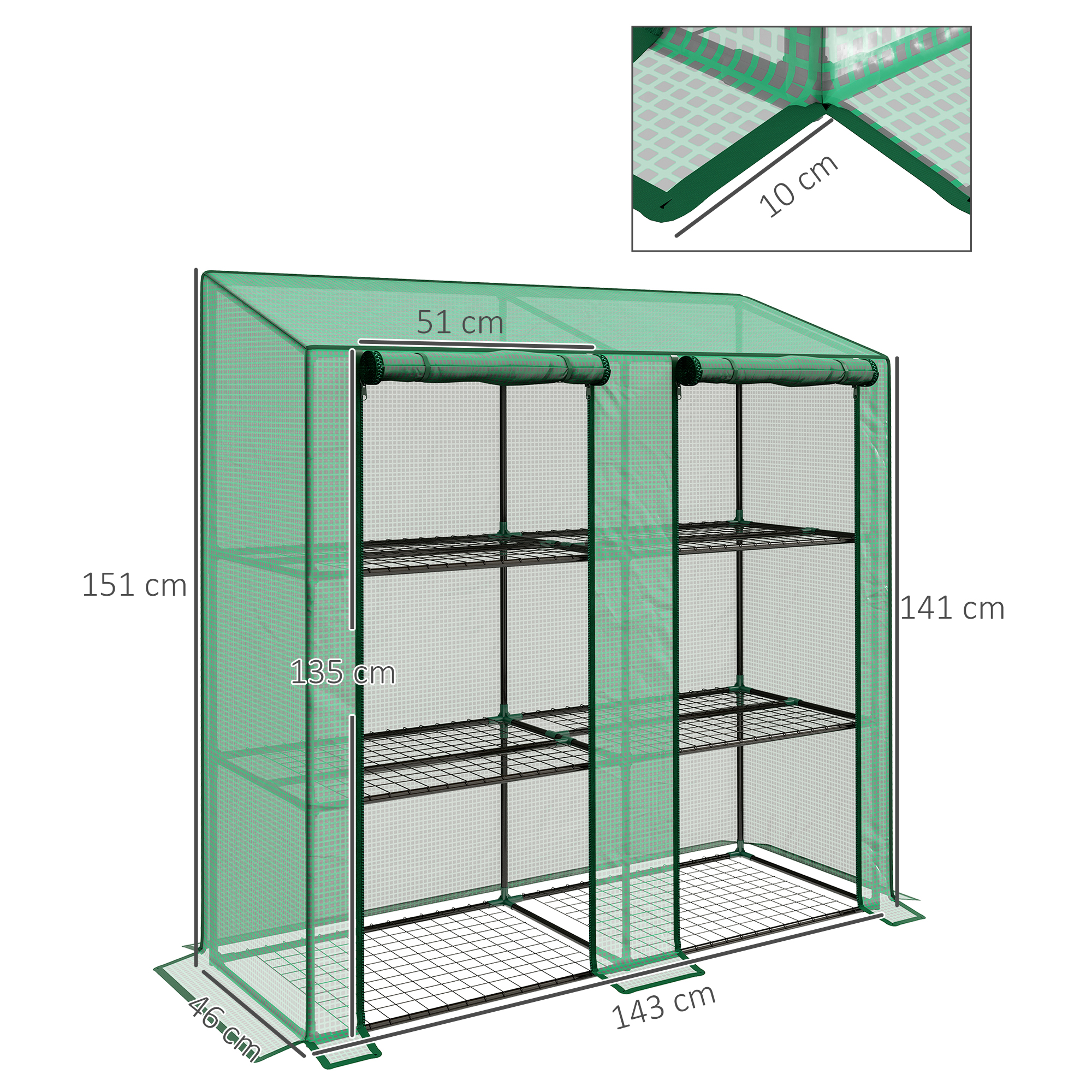 Estufa de jardim Outsunny Green