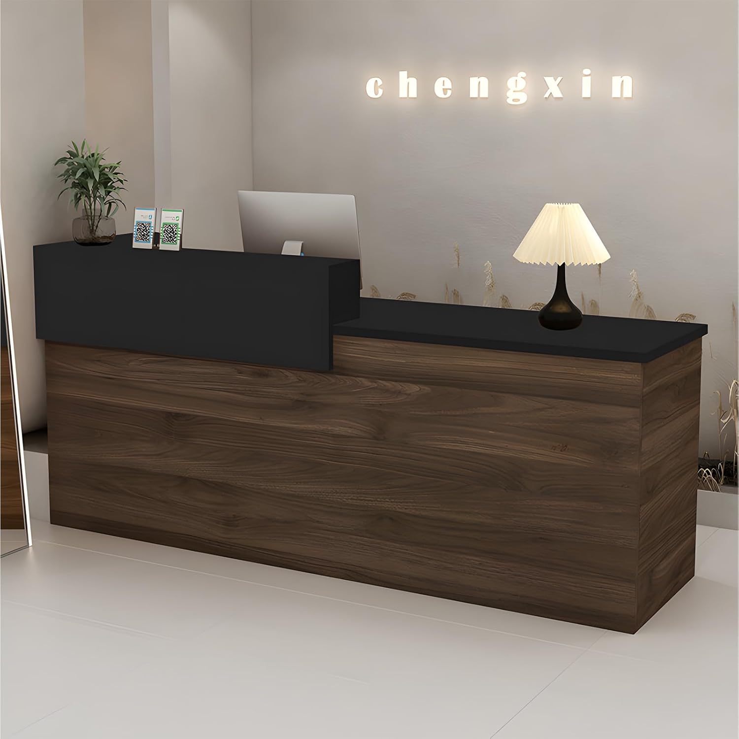 Empfangstheke, Empfangstresen, Rezeption mit Schublade und offenen Regalen, 100–180 cm Rezeptionstheken, modern für Büro, geeignet für Salons, Büros, Lobbys, Einzelhandelsgeschäfte