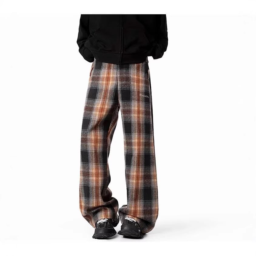 Nikoflin - Geruite broek met rechte pijpen en gemiddelde taille
