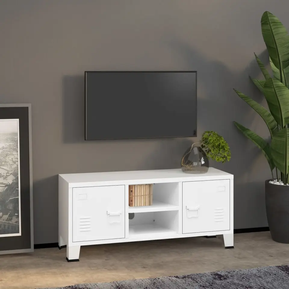 vidaXL - Tv-meubel - Wit - Metaal