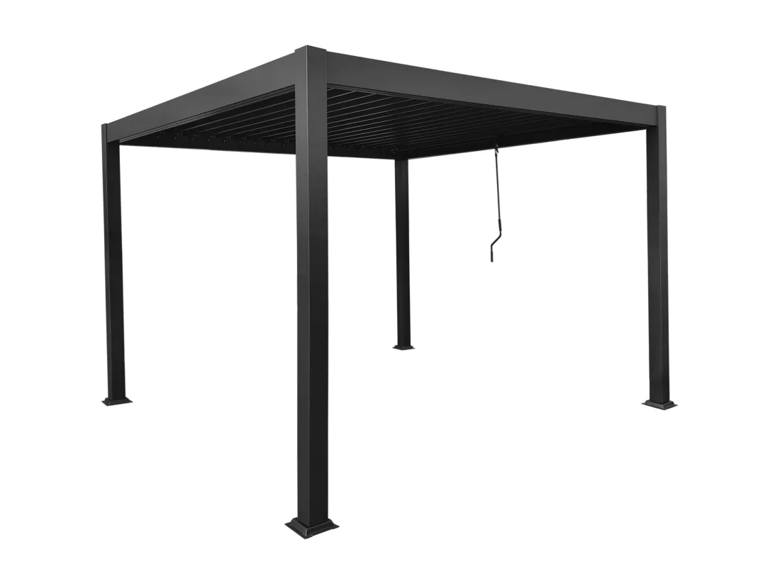 Pergola bioclimatique autoportante en aluminium avec lames orientables - 9 m² - anthracite - AMALFI