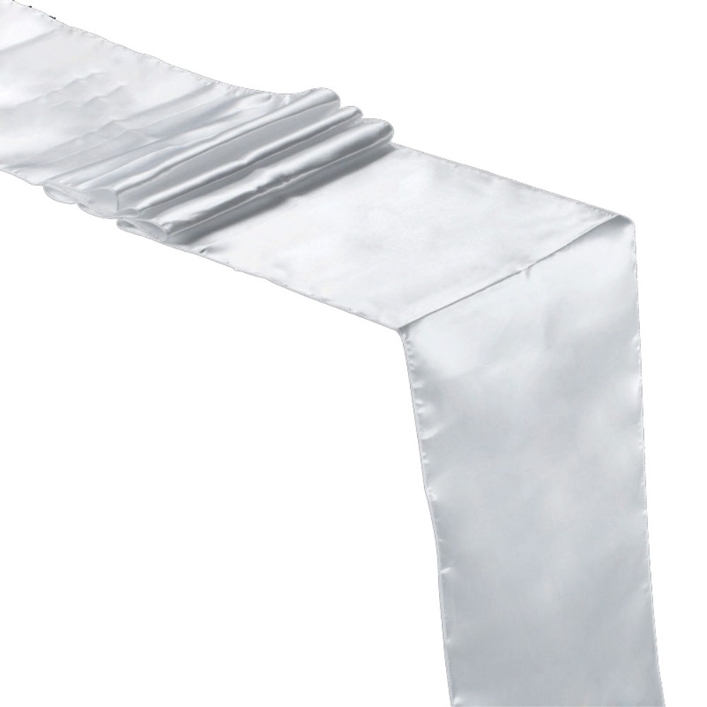 (30x275cm) Satin Tischläufer Party Deko Tischtuch - Weiss