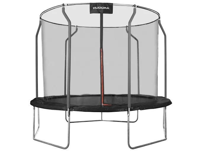 HUDORA 300V, Trampolin, Rund, 120 kg, Safety net, Montering påkrævet, Sort, Rød