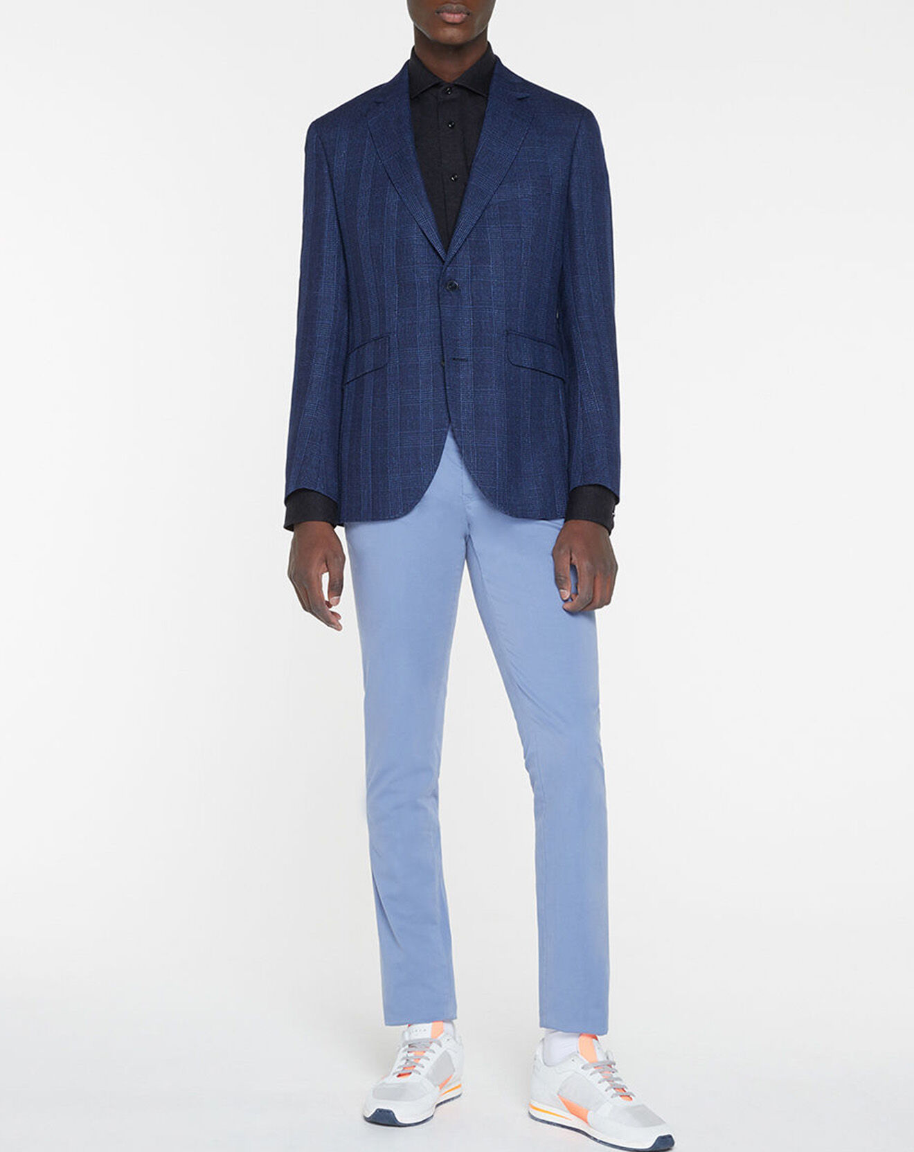Hackett London Veste en Laine & Lin mélangés Light Prince de Galles bleu foncé