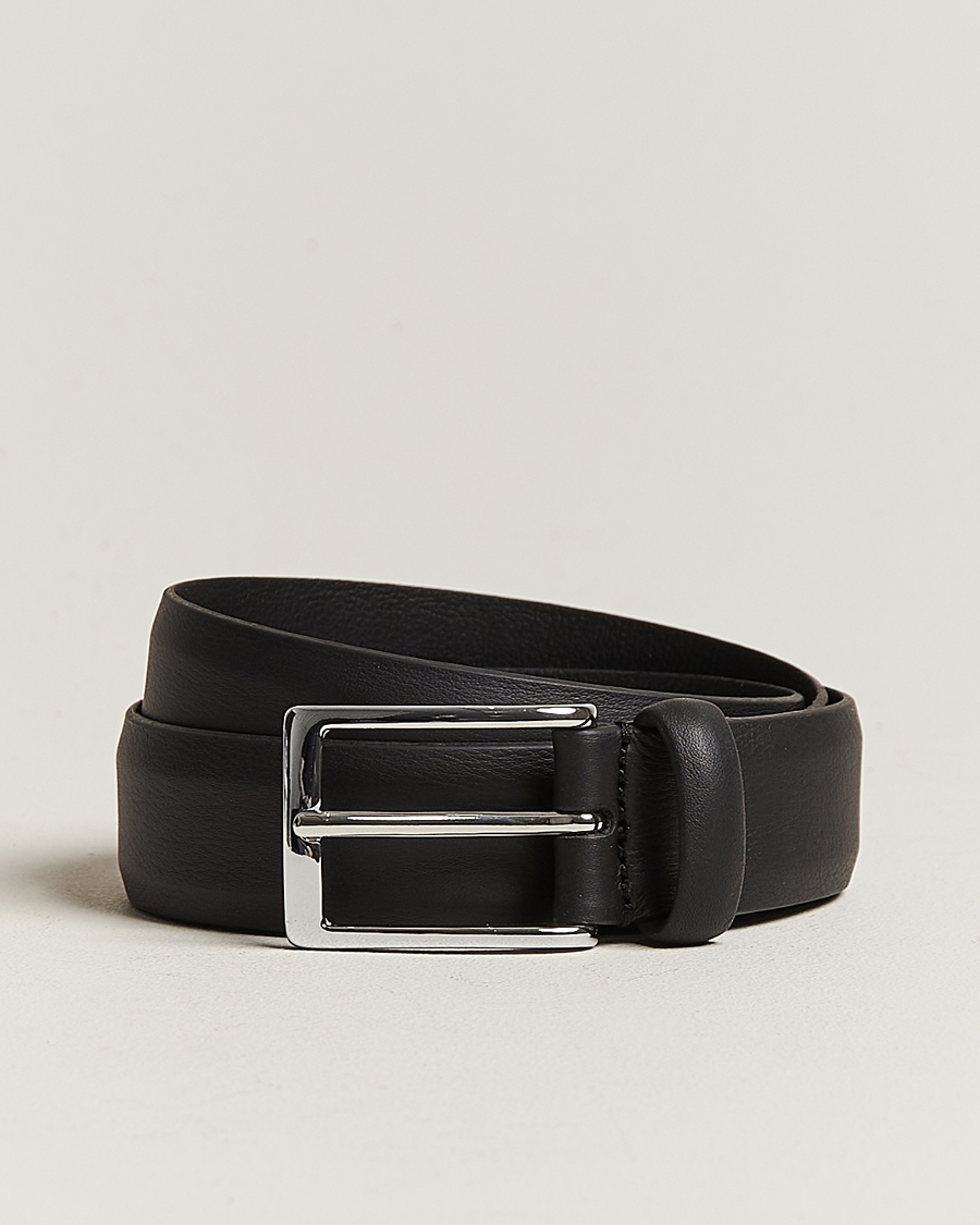 Anderson's Double Nappa Calf 3 cm Belt Black