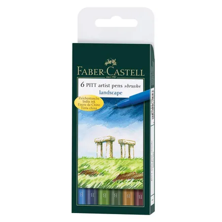 Faber-Castell Tuschestift PITT artist pen, B, Landschaft, 6er Etui