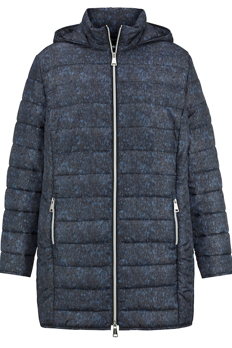 Steppjacke, Alloverdruck, Kapuze, Zipper