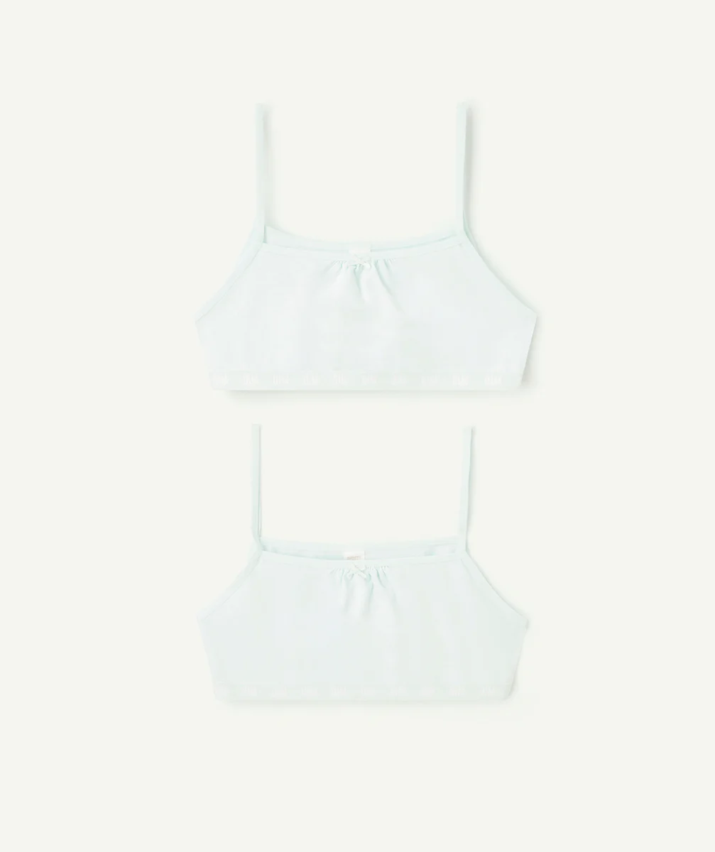 DIMLOT DE 2 BRASSIÈRES SKIN CARE EN COTON BIO BLEU PASTEL