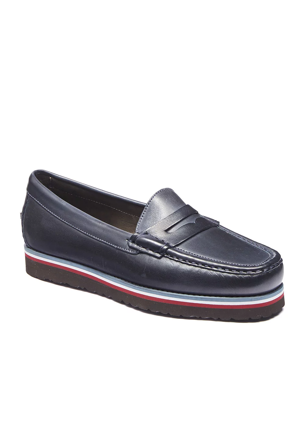 MOCASSIN PLATFORM MOC CUIR NAVY