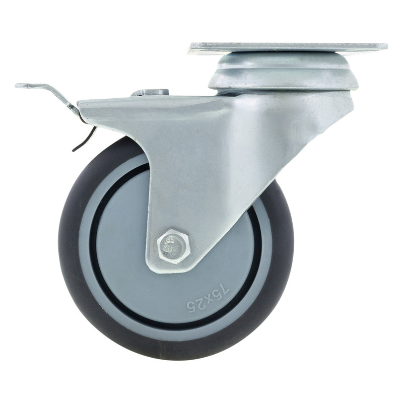 Apparaatzwenkwiel kogellager met rem 75mm 60kg