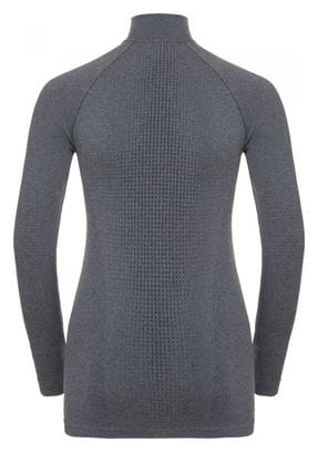 Maillot Manches Longues Odlo 1/4 Zip Performance Warm Gris Femme