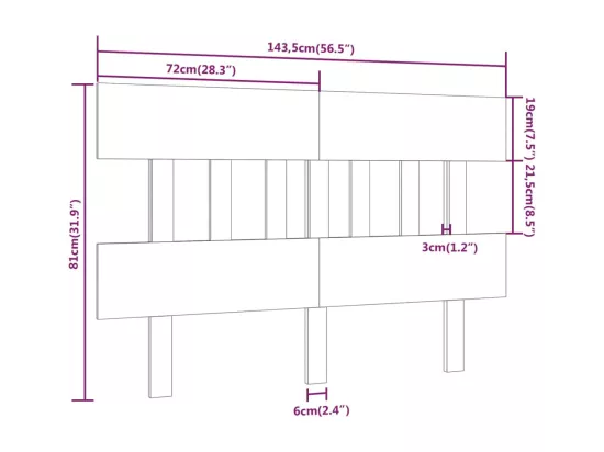 Tête de lit Gris 143,5x3x81 cm Bois massif de pin