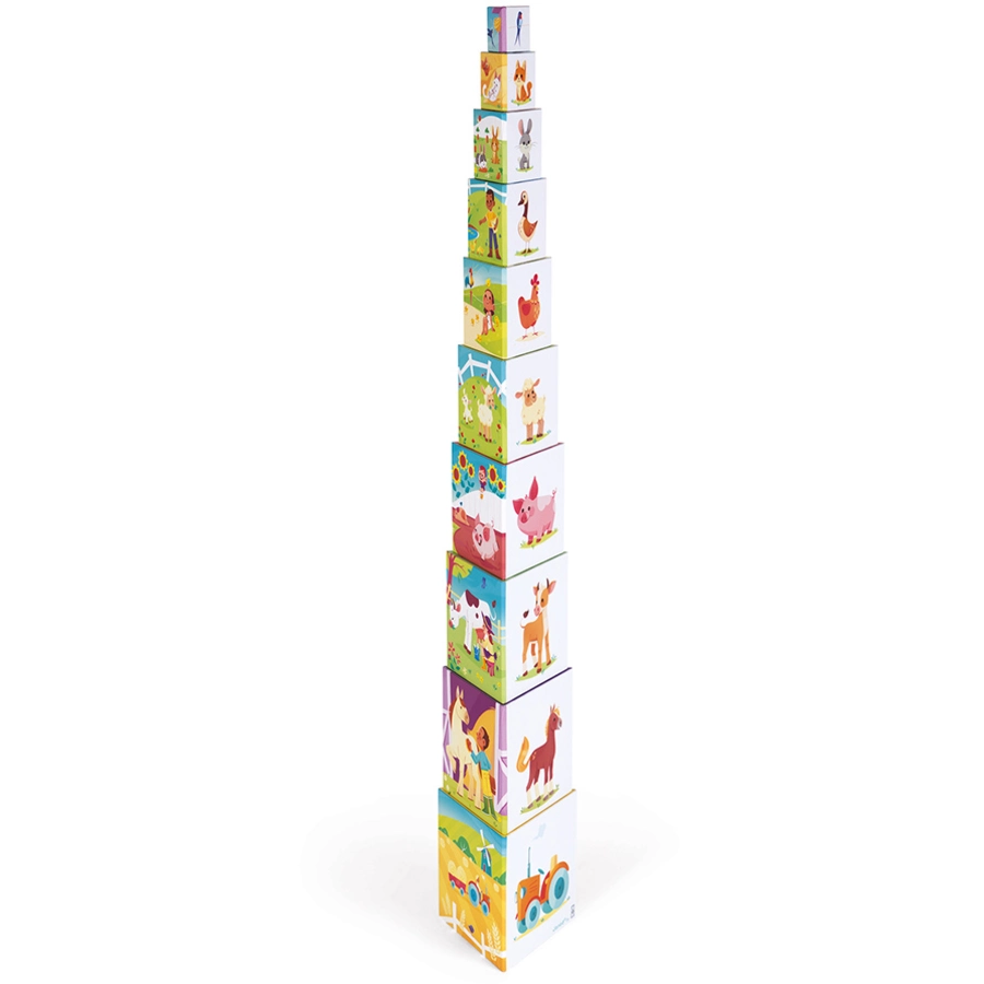 Janod® Stapelpyramide Bauernhof Dreieck (Inhalt 10 Elemente)