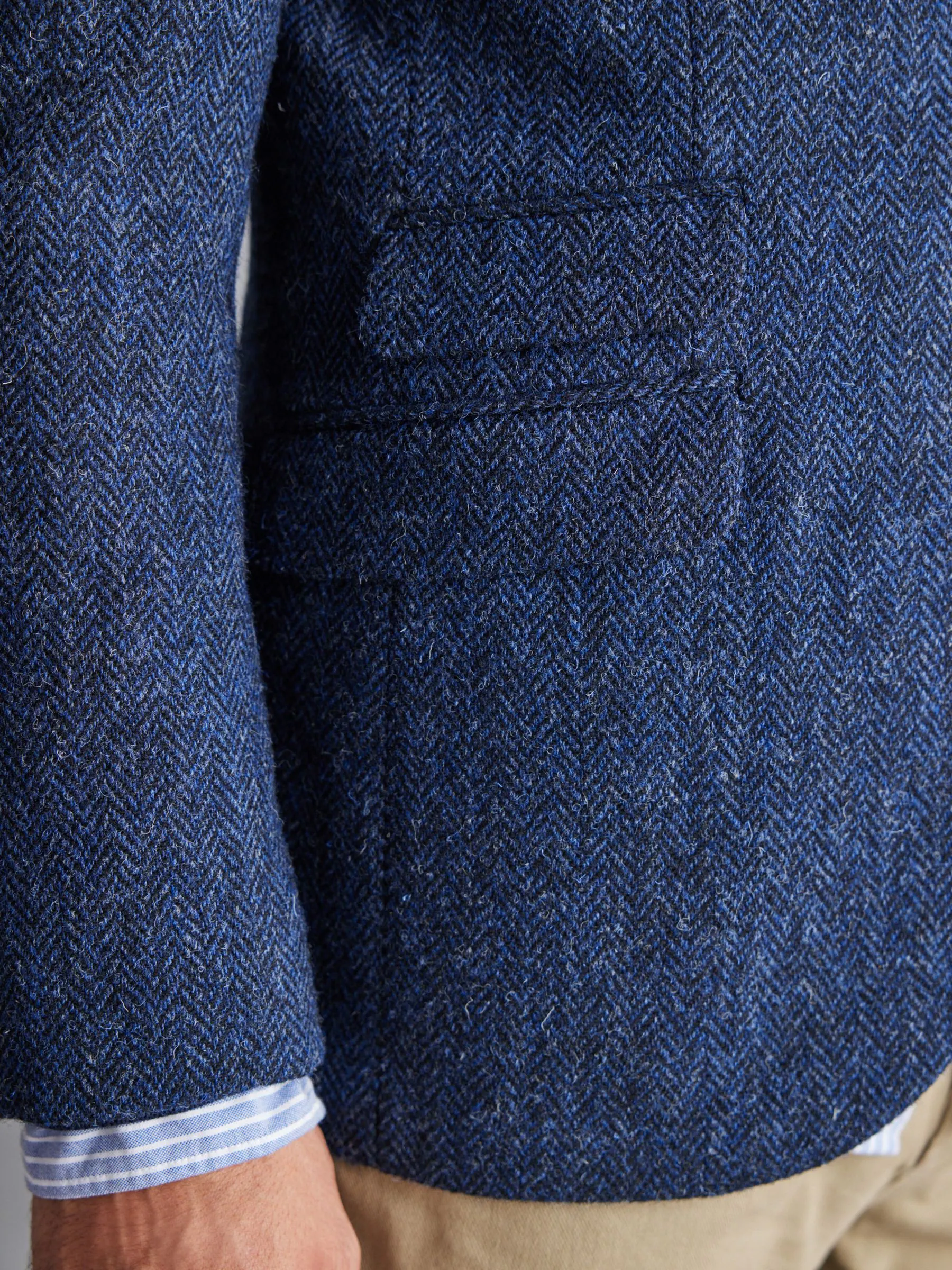 Blauw - Signature - Harris tweed Britse wollen blazer